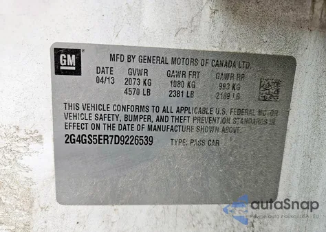 2013 Buick Regal Premium 1 z USA, uszkodzony, nr VIN 2G4GS5ER7D9226539